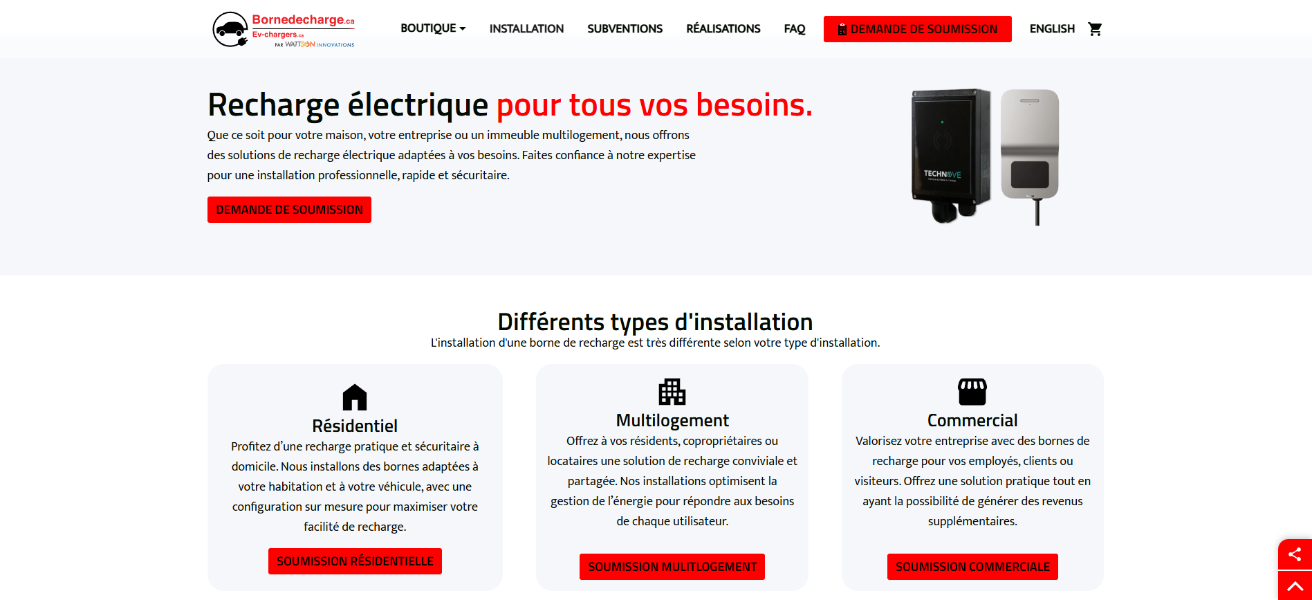 Page installation de bornedecharge.ca